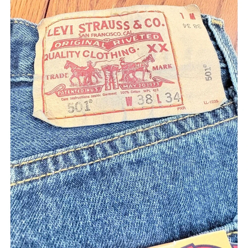Y2K Early 2000 Levi's 501 Deadstock New With Tags 38x34 Button Fly 100% Cotton